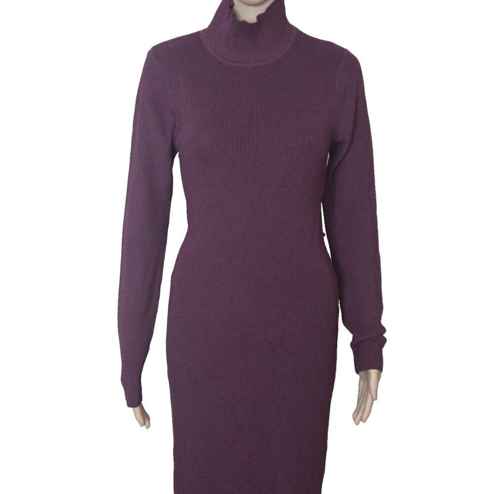 Bardot Santi Backless Sweater Dress Midi Long Sleeve Burgundy Rib Knit size US 8 - Picture 5 of 10